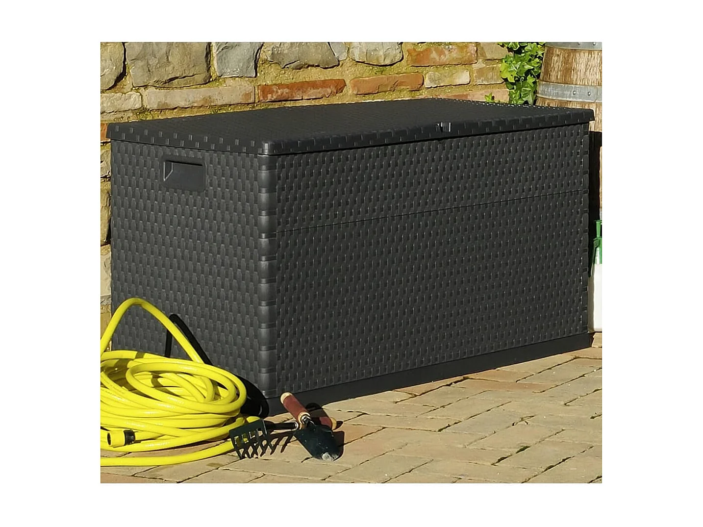 Boîte de stockage de jardin Anthracite 120x56x63 cm PP Rotin