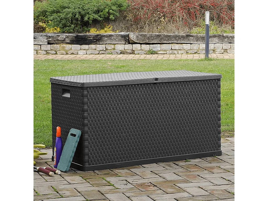 Boîte de stockage de jardin Anthracite 120x56x63 cm PP Rotin