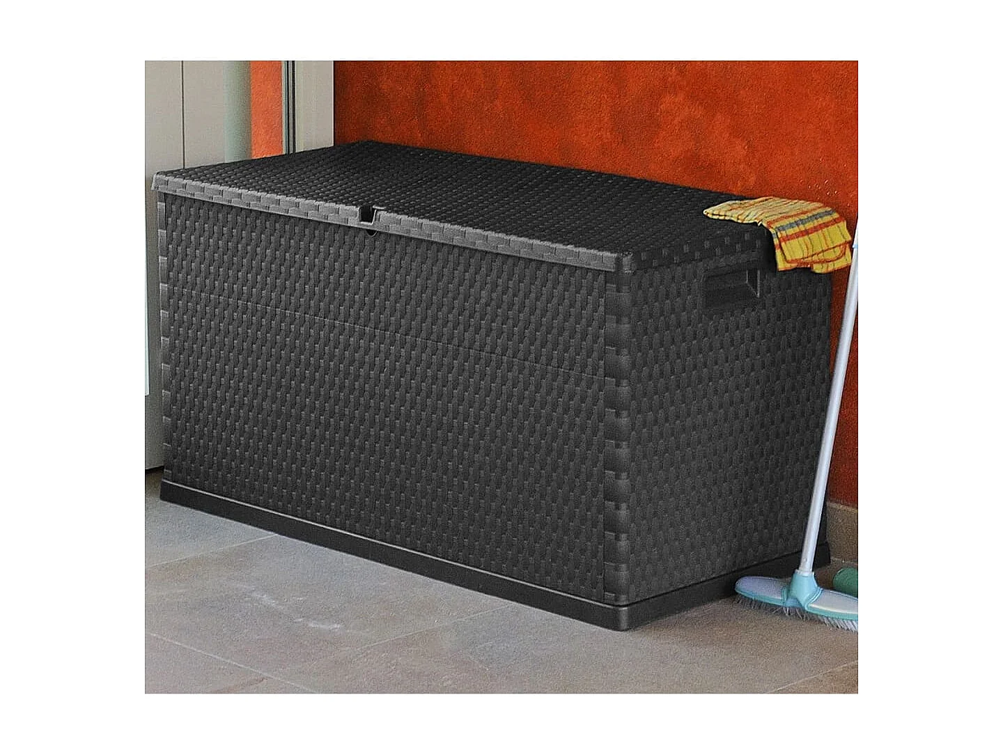 Boîte de stockage de jardin Anthracite 120x56x63 cm PP Rotin