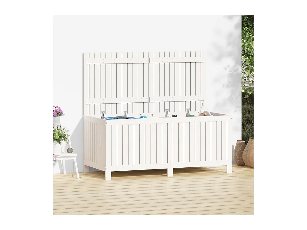Boîte de rangement de jardin Blanc 147x68x64 cm Bois de pin