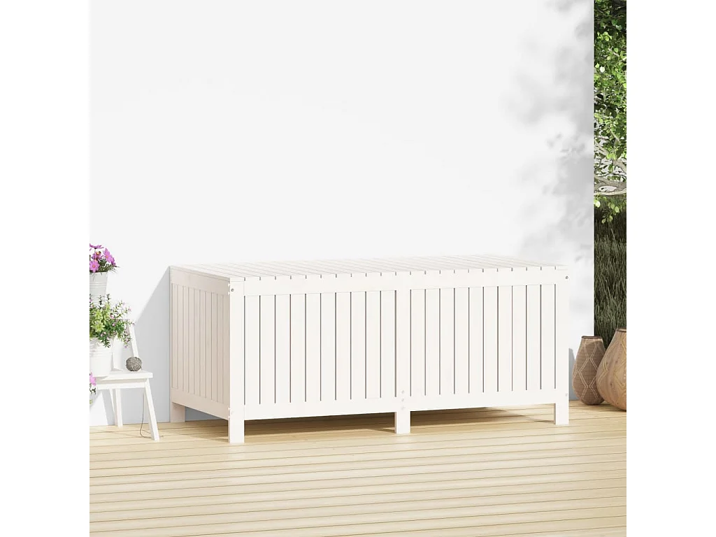 Boîte de rangement de jardin Blanc 147x68x64 cm Bois de pin