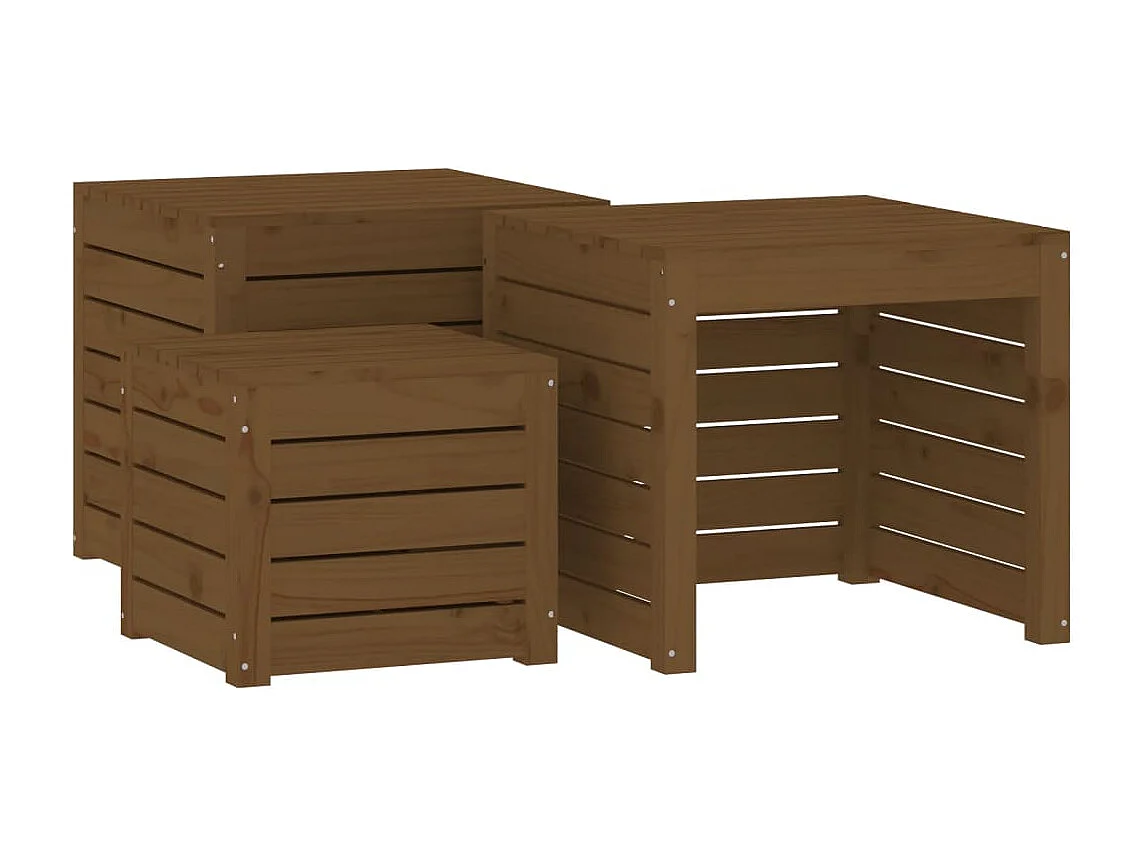 Ensemble de boîtes de jardin 3 pcs marron miel bois pin massif
