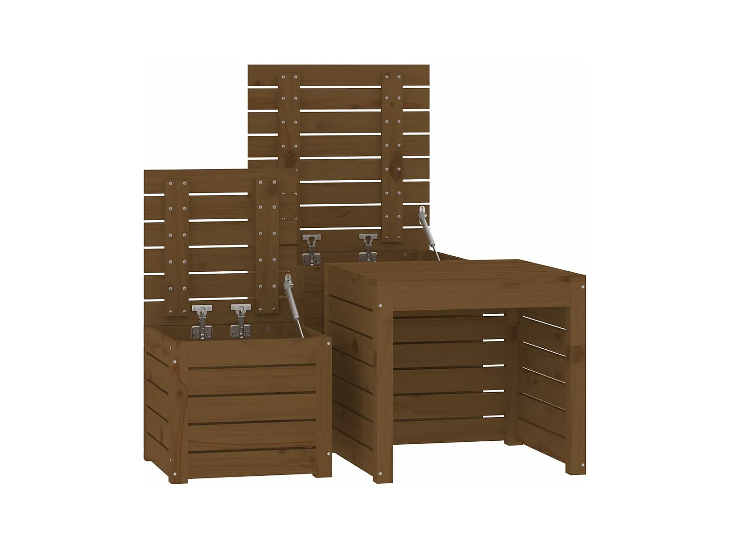Ensemble de boîtes de jardin 3 pcs marron miel bois pin massif