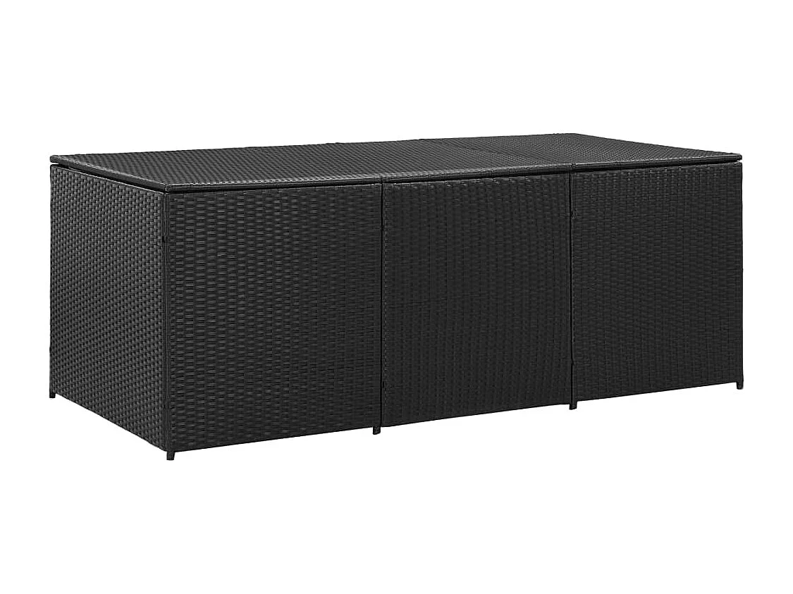 Boîte de rangement de jardin Résine tressée 180x90x70 cm Noir
