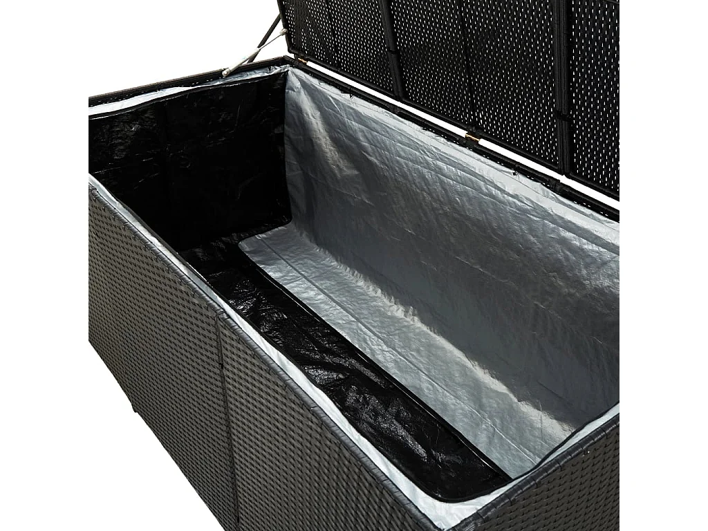Boîte de rangement de jardin Résine tressée 180x90x70 cm Noir