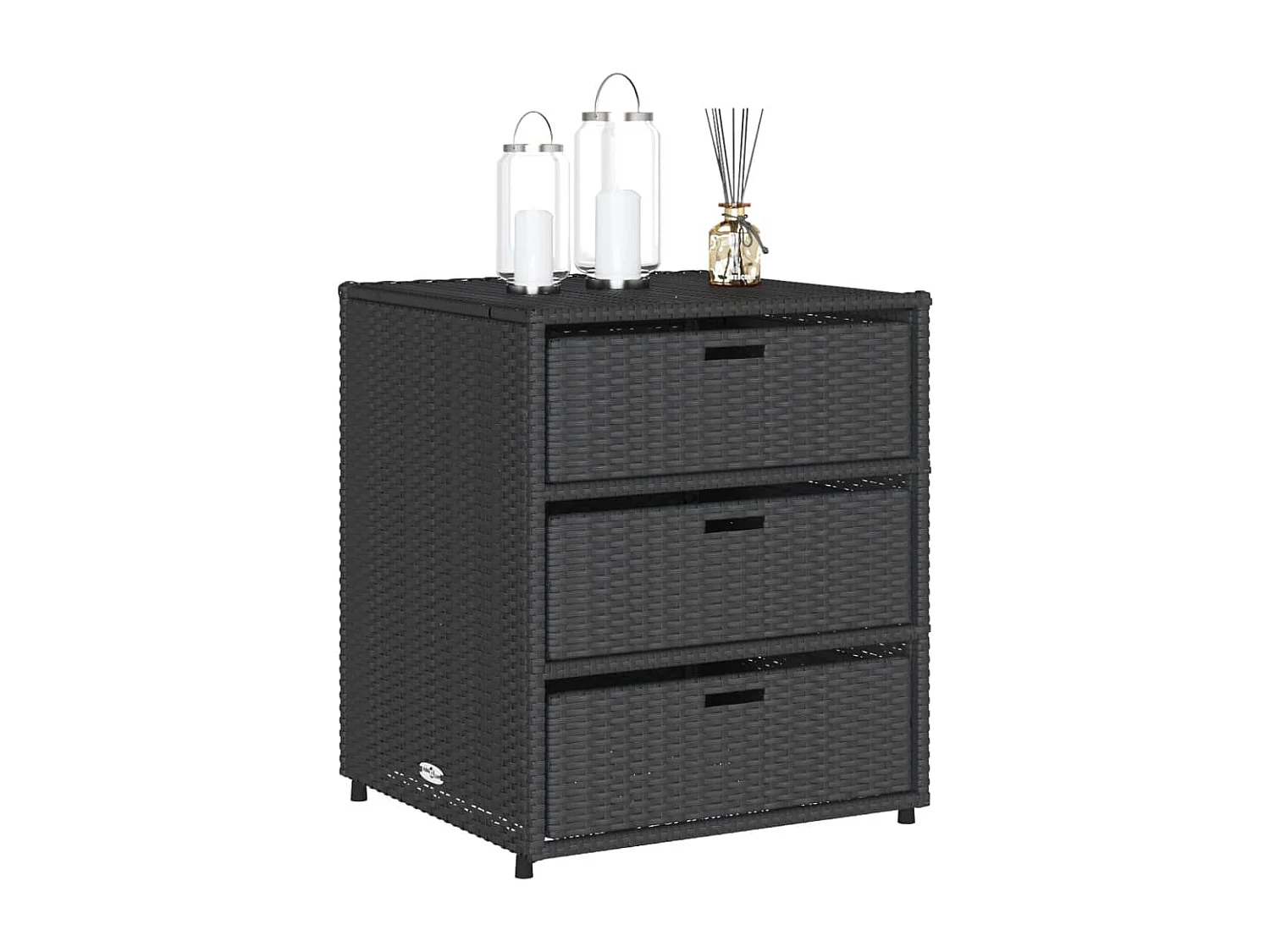 Mobile da giardino nero 55x59x69 cm in resina intrecciata