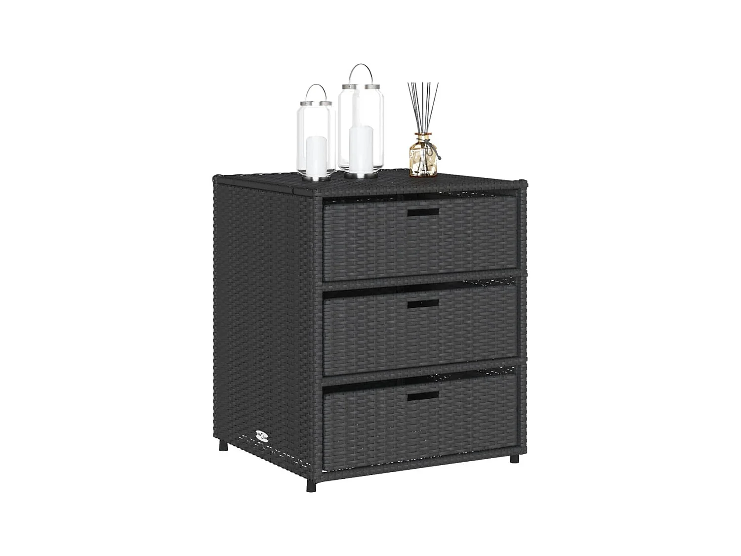 Zwarte tuinopbergkast 55x59x69 cm geweven hars
