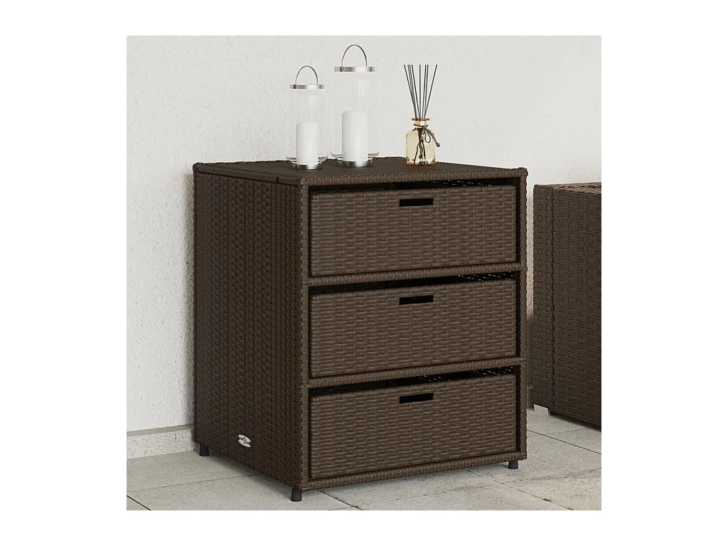Armoire de rangement de jardin marron 55x59x69cm résine tressée