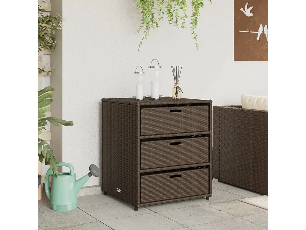 Armoire de rangement de jardin marron 55x59x69cm résine tressée