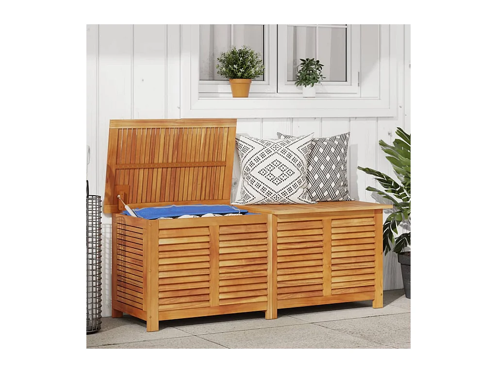 Boîte de rangement de jardin persiennes 150x50x56cm bois acacia