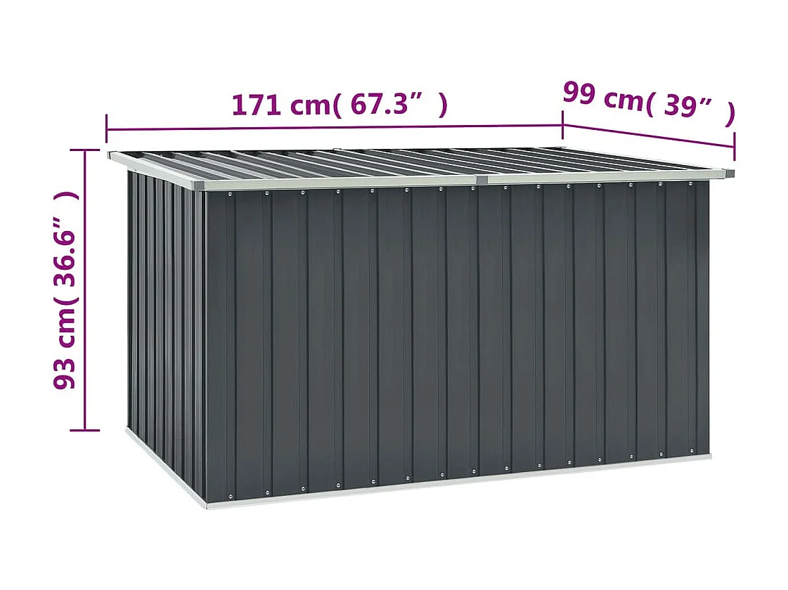 Baule da giardino Grigio 171x99x93 cm