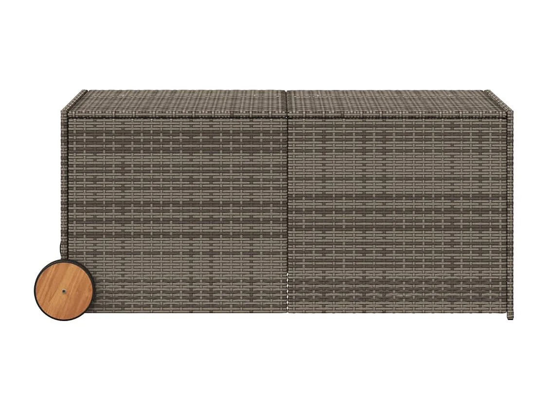 Boîte de rangement de jardin et roues gris 283L résine tressée