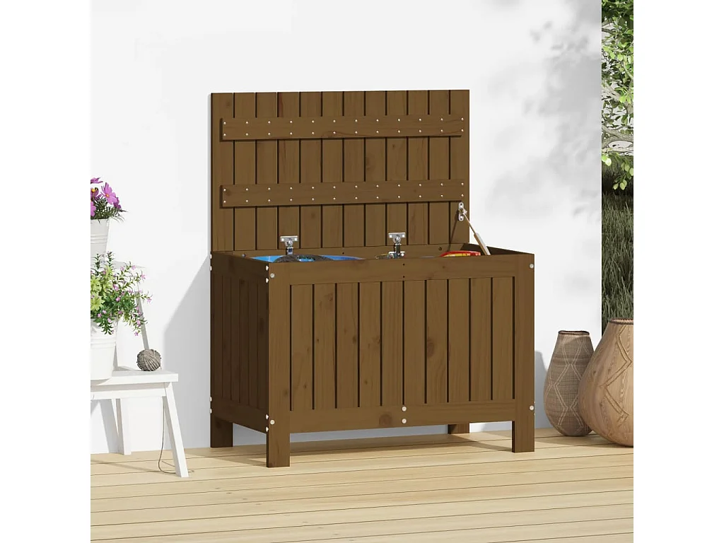 Boîte de rangement de jardin Marron miel 76x42,5x54 cm Bois pin