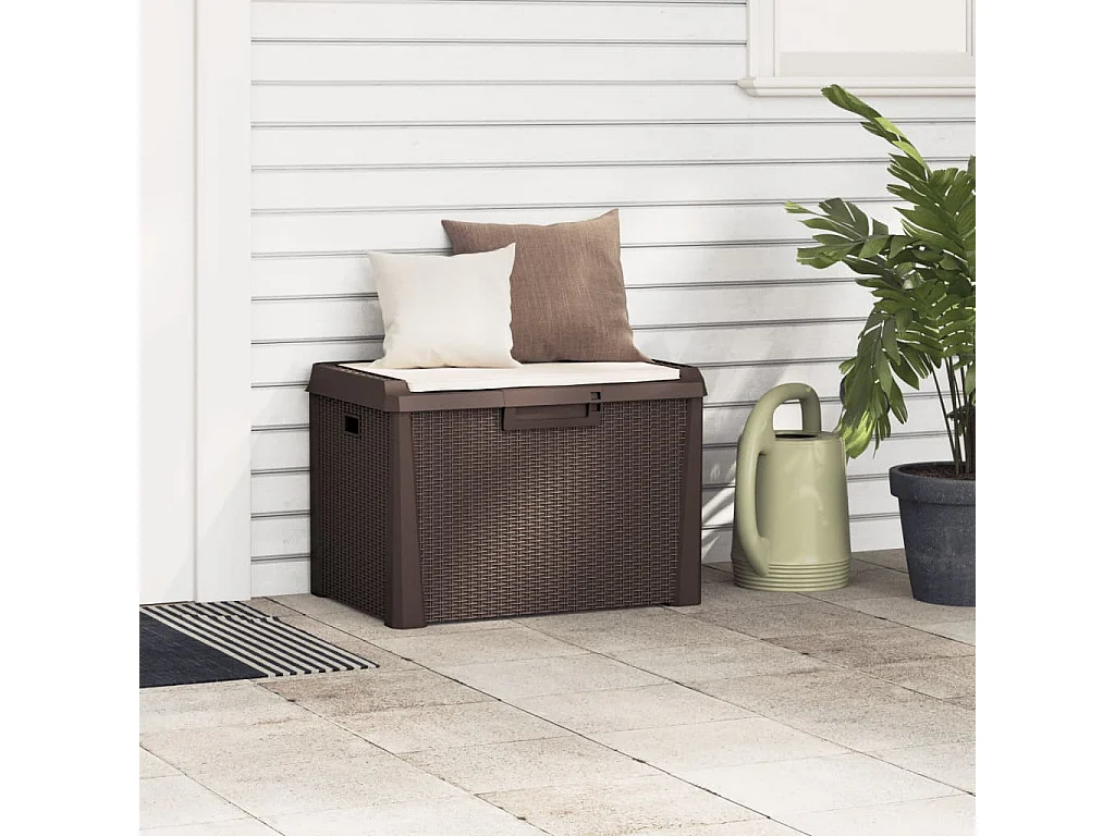 Contenitore da giardino marrone cuscino sedile 125 L PP