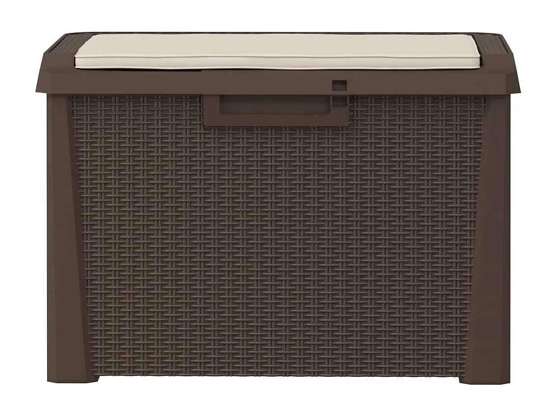 Contenitore da giardino marrone cuscino sedile 125 L PP