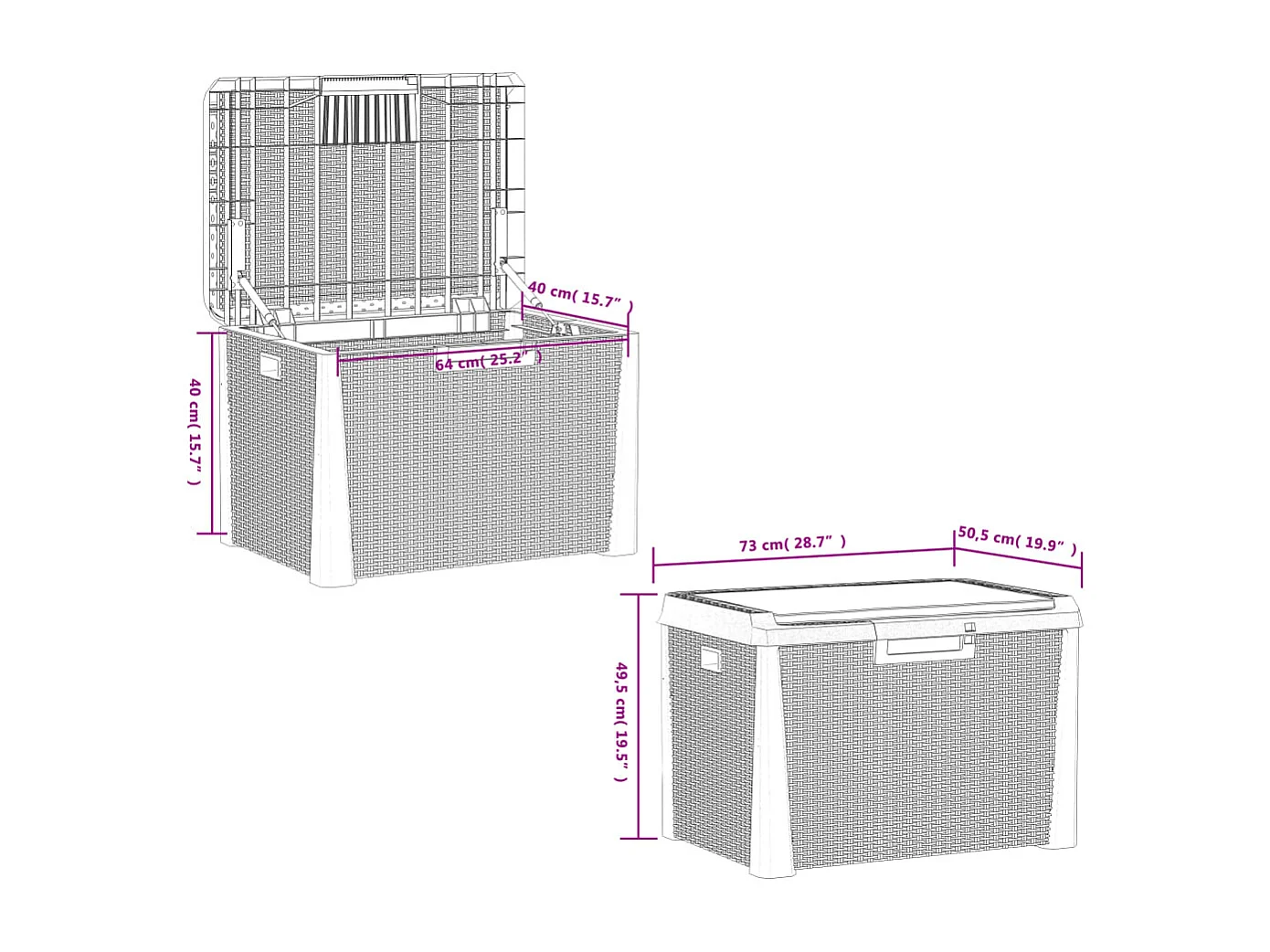 Contenitore da giardino marrone cuscino sedile 125 L PP