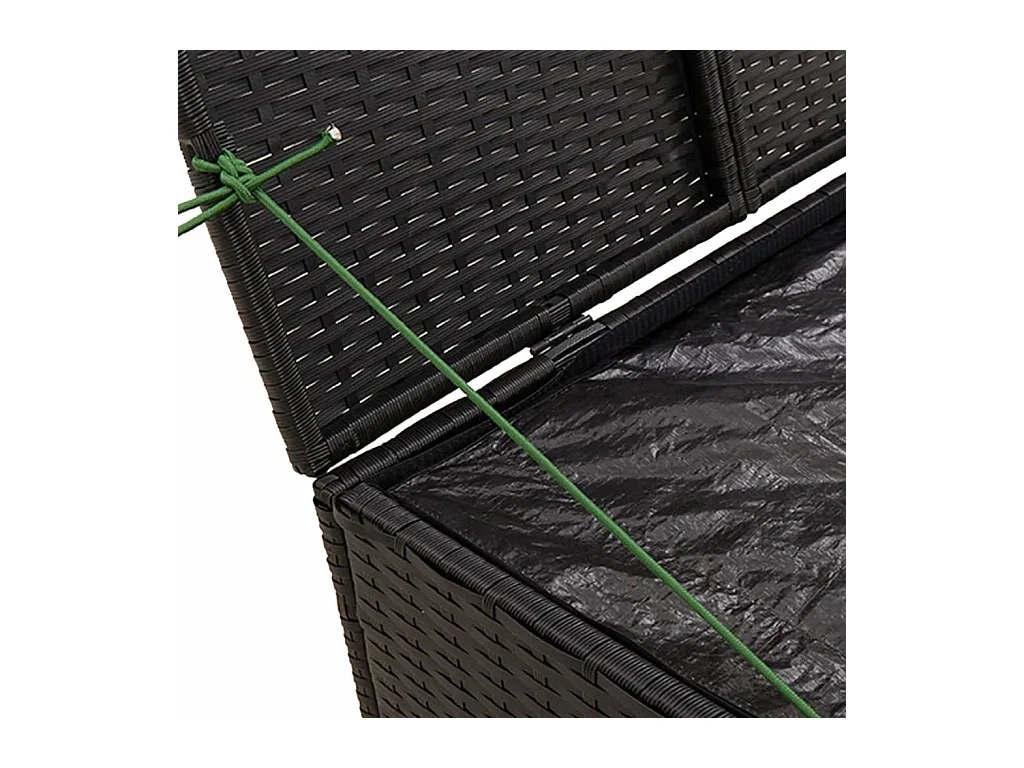 Boîte de rangement de jardin noir 291L résine tressée
