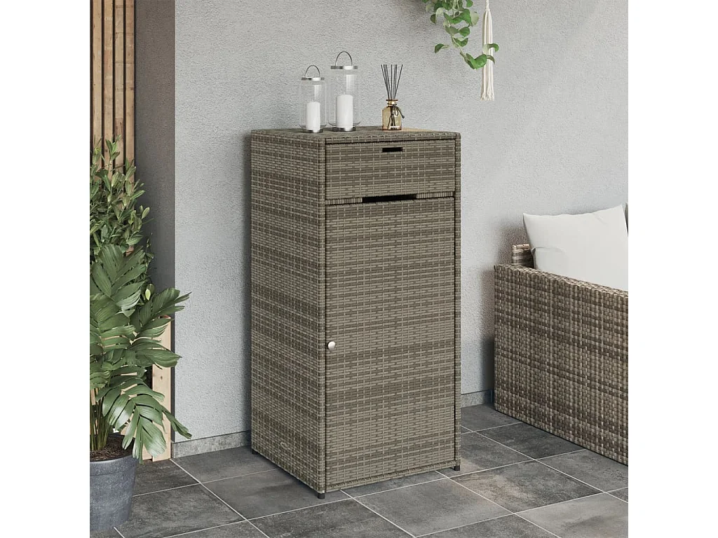 Mobile da giardino grigio 55x55x111 cm in resina intrecciata