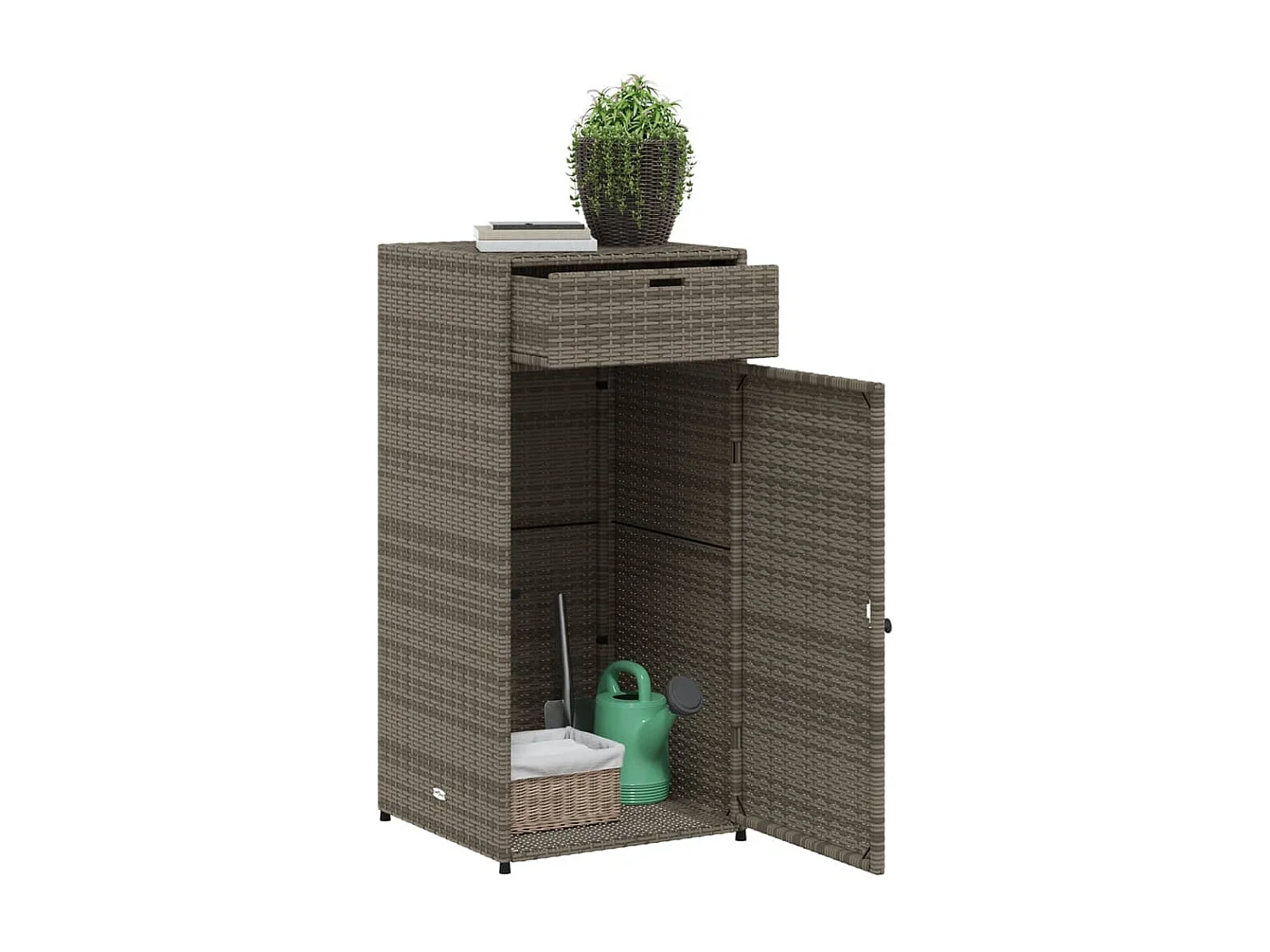 Mobile da giardino grigio 55x55x111 cm in resina intrecciata