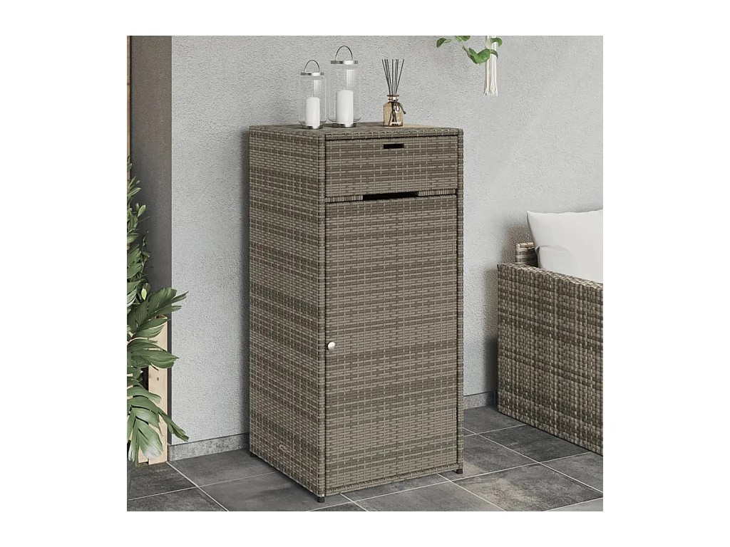 Armoire de rangement de jardin gris 55x55x111 cm résine tressée