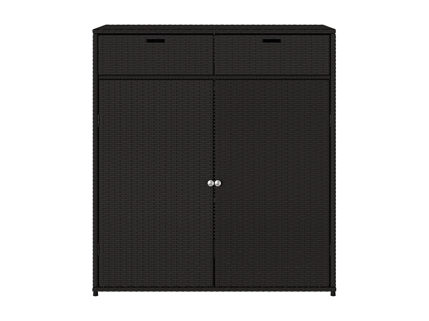 Mobile da giardino nero 105x55x113 cm in resina intrecciata