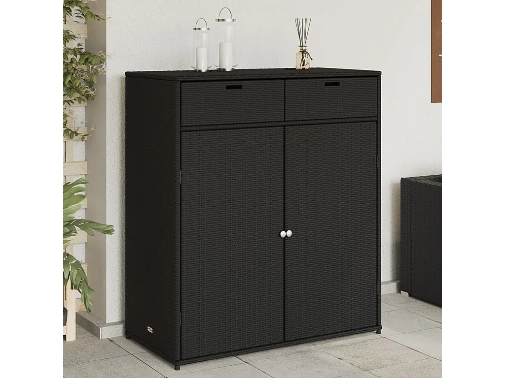 Mueble de jardín negro de resina tejida 105x55x113cm