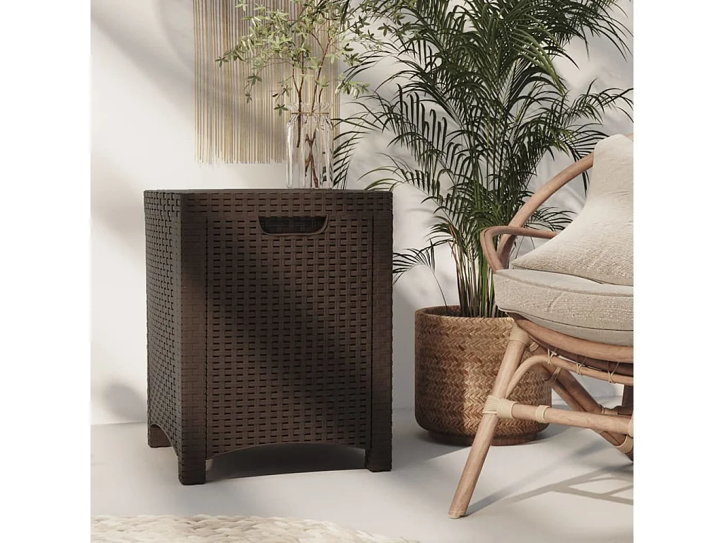 Baule da giardino 39x39x46 cm PP Rattan Marrone