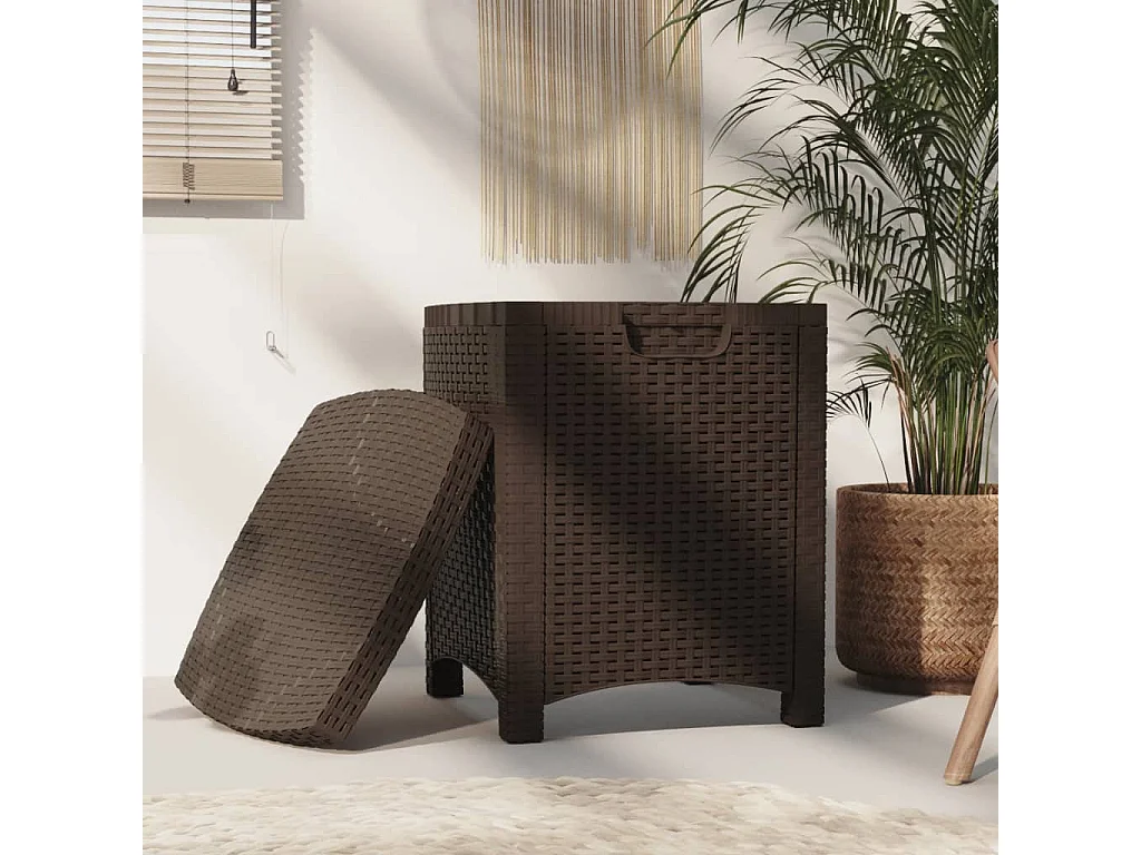 Baule da giardino 39x39x46 cm PP Rattan Marrone