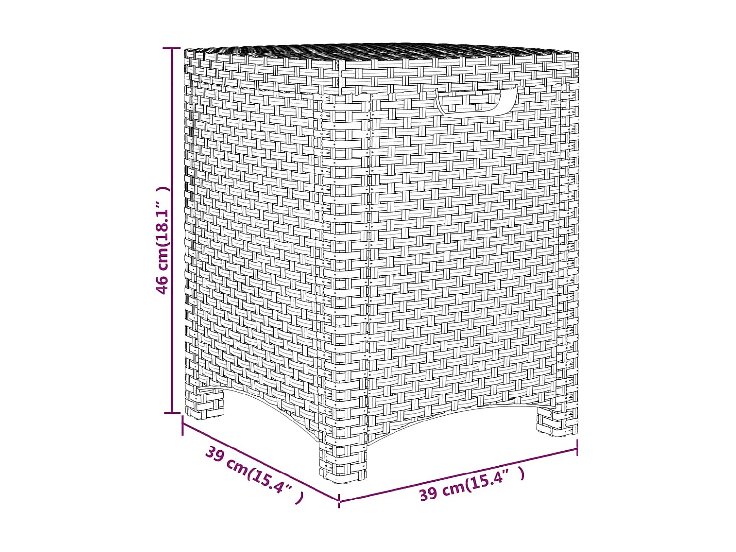 Baule da giardino 39x39x46 cm PP Rattan Marrone
