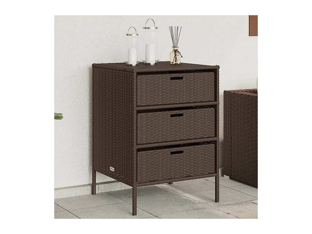 Armoire de rangement de jardin marron 55x59x80cm résine tressée