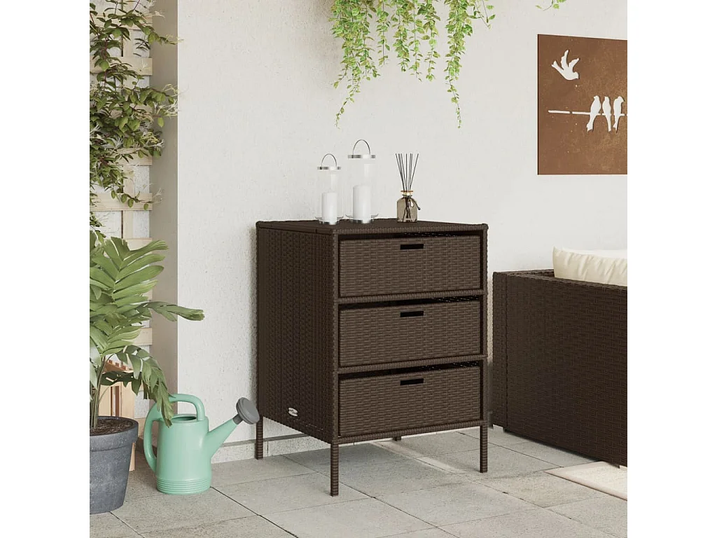 Armoire de rangement de jardin marron 55x59x80cm résine tressée