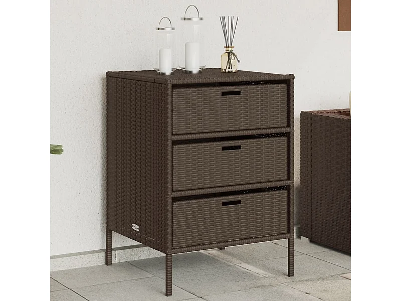 Mobile da giardino marrone 55x59x80 cm in resina intrecciata