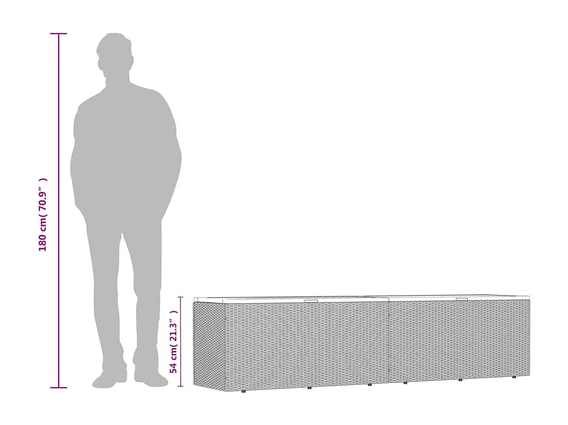 Boîte de rangement de jardin beige résine tressée bois d'acacia