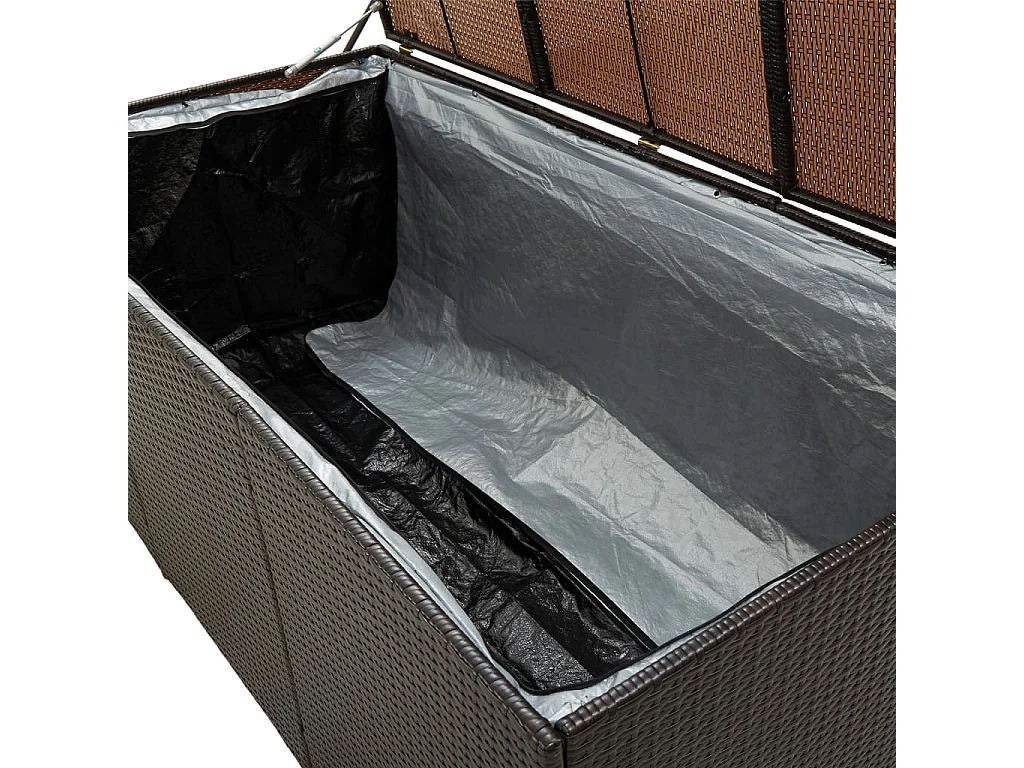 Boîte de rangement de jardin résine tressée 180x90x70 cm marron