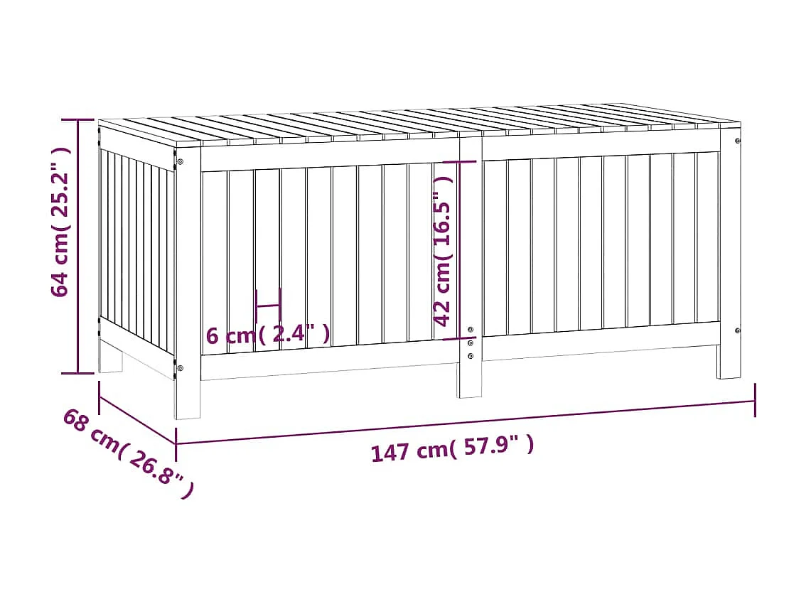 Boîte de rangement de jardin Gris 147x68x64 cm Bois de pin