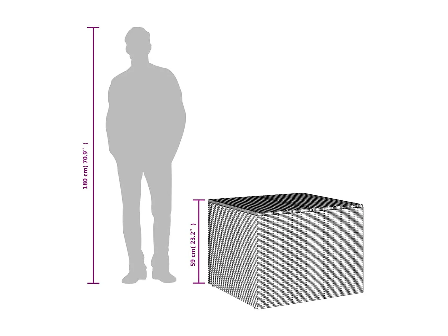 Caja de almacenamiento de jardín marrón 291L resina tejida