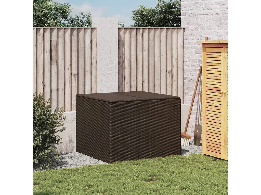 Boîte de rangement de jardin marron 291L résine tressée