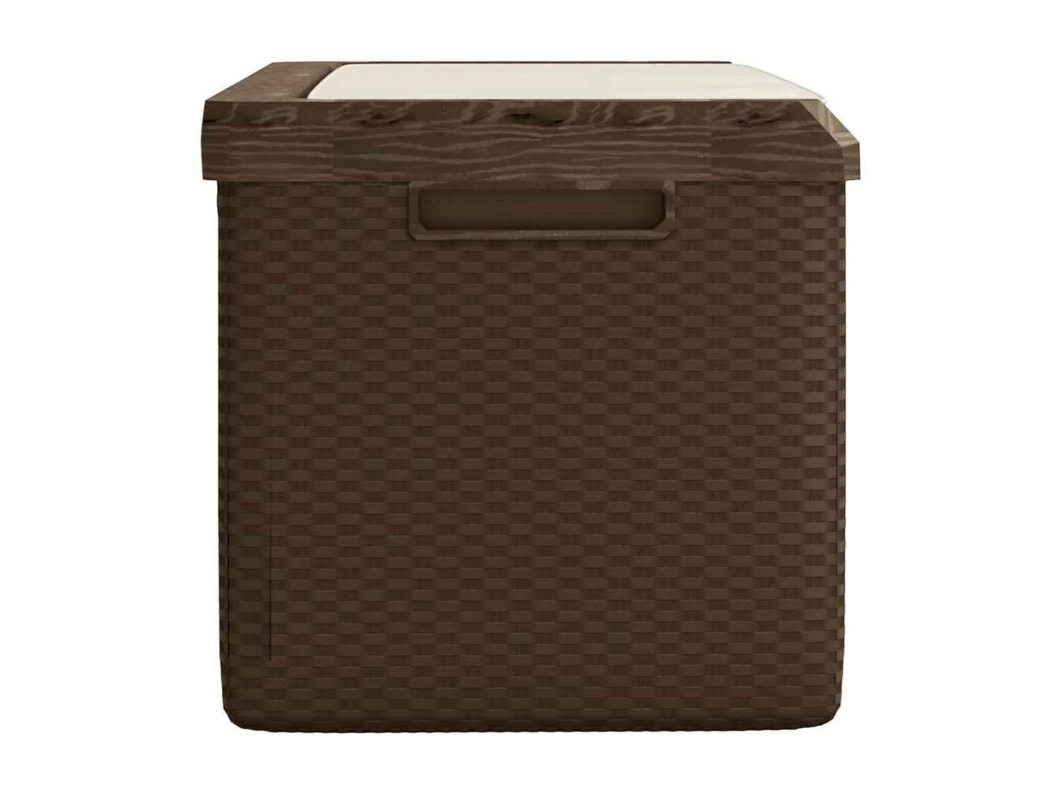 Boîte de rangement jardin coussin de siège marron 350 L PP