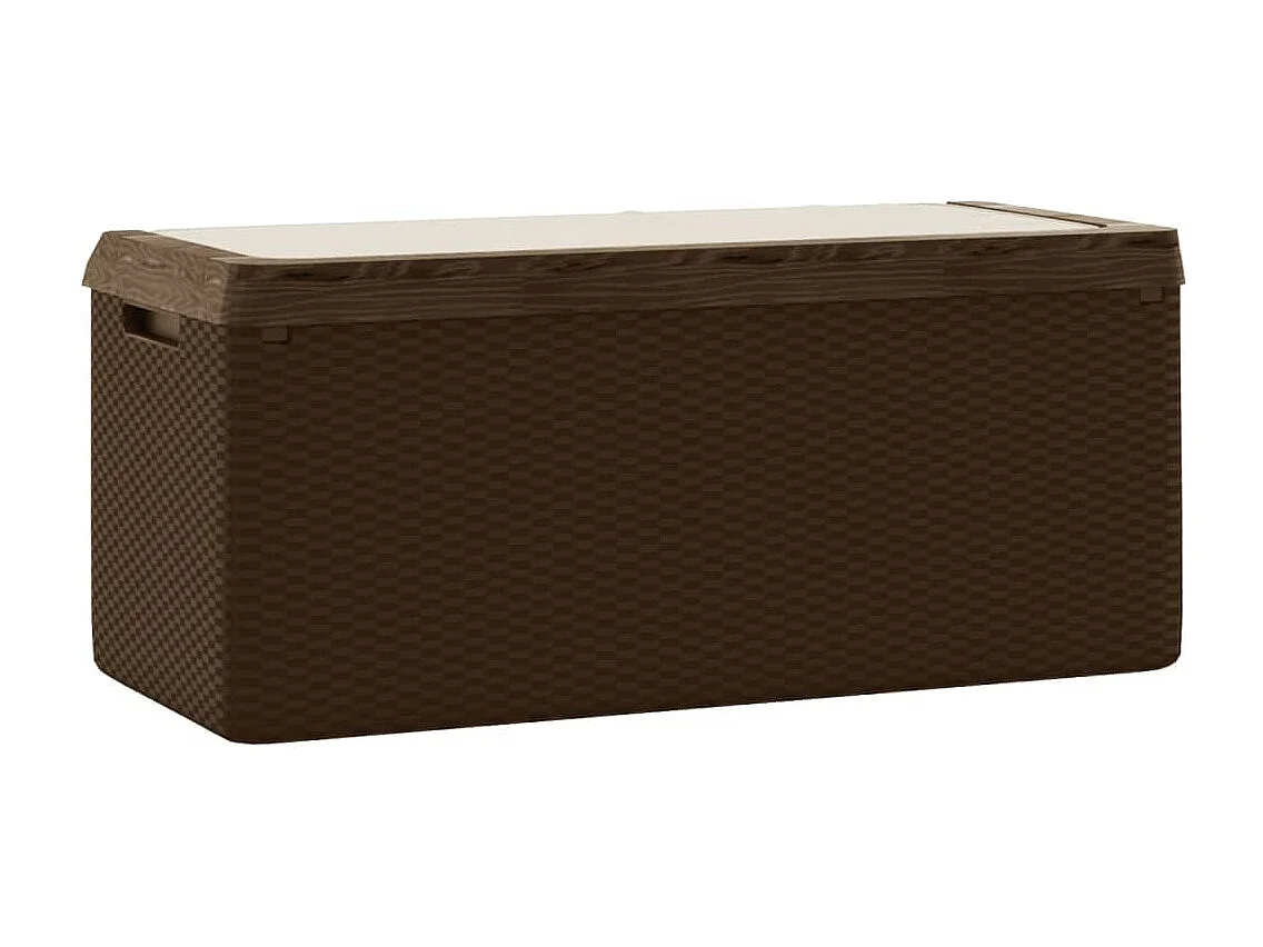 Boîte de rangement jardin coussin de siège marron 350 L PP