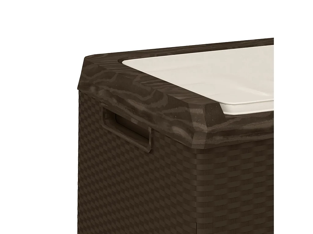 Boîte de rangement jardin coussin de siège marron 350 L PP