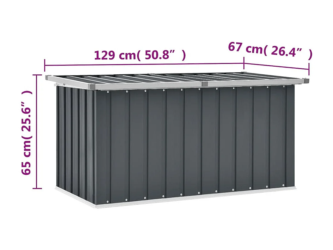 Caixa de armazenamento de jardim cinza 129x67x65 cm
