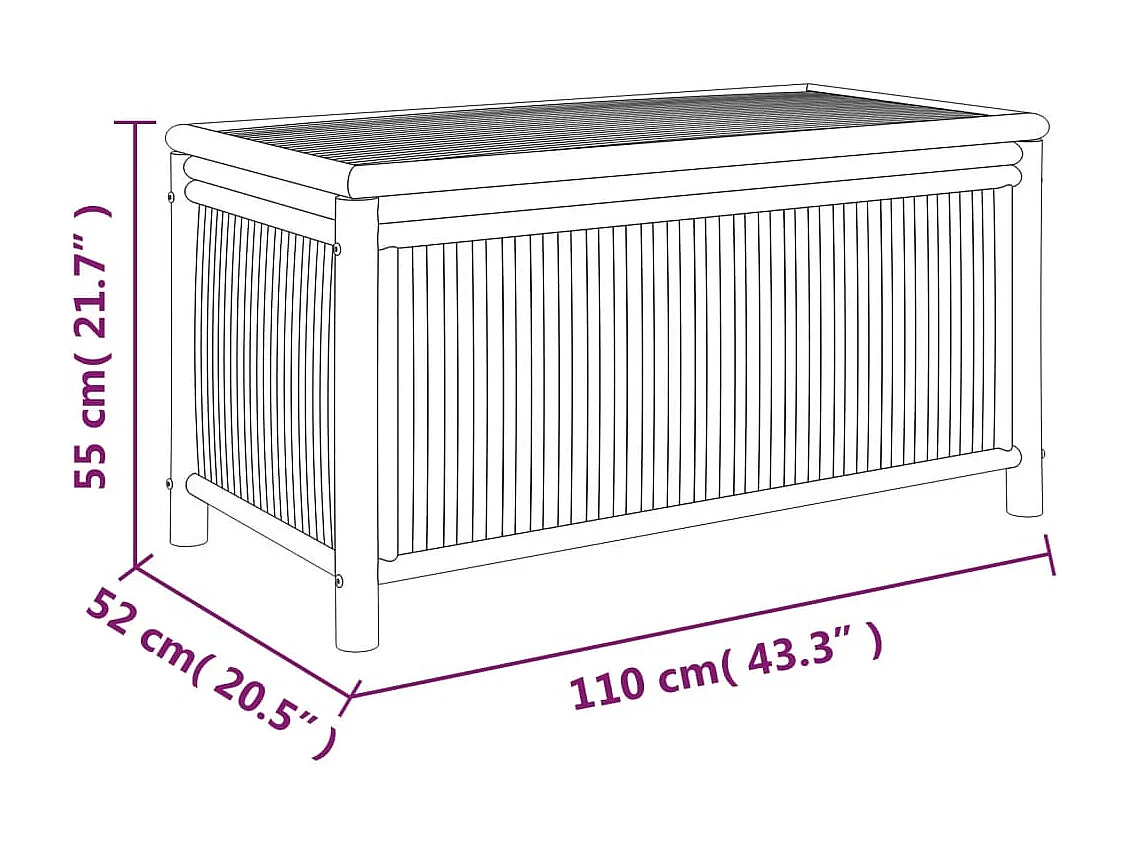 Boîte de rangement de jardin 110x52x55 cm Bambou