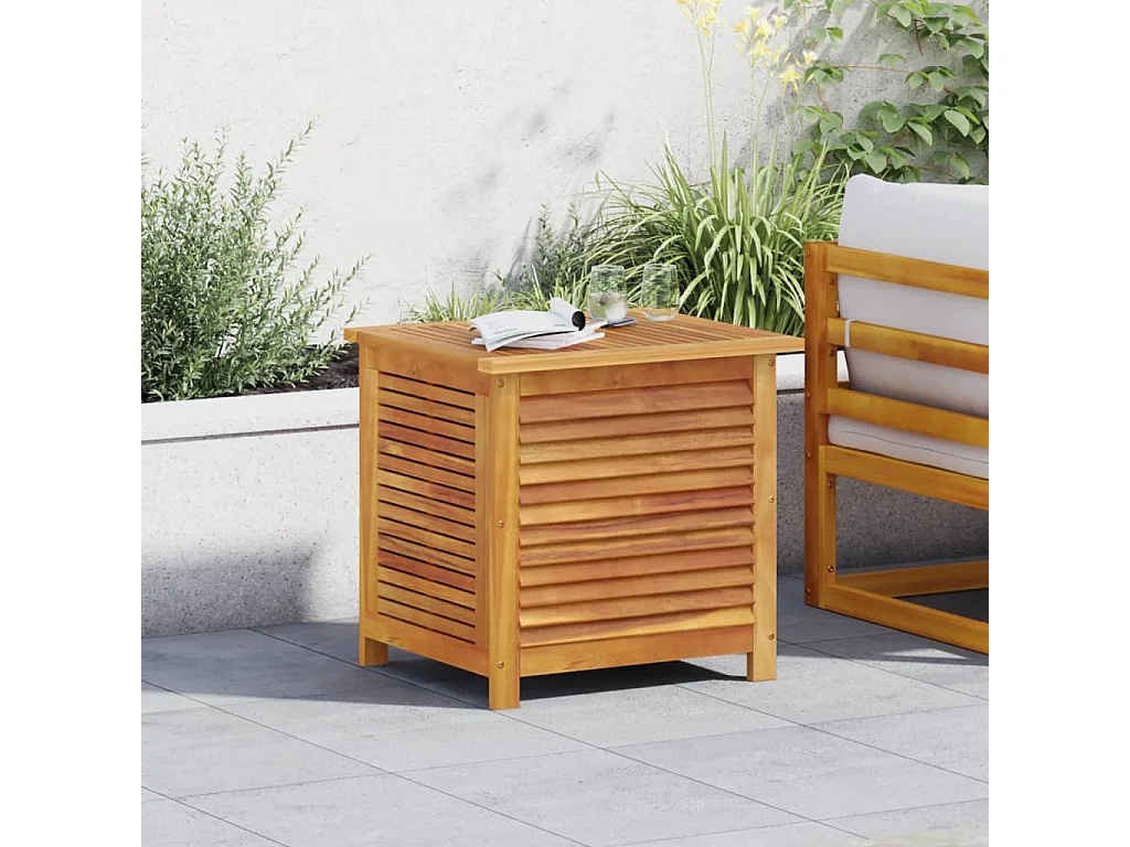 Caja de almacenamiento de jardín con lamas de madera de acacia 60x50x56cm