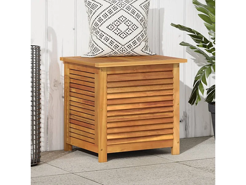 Baule da giardino con persiana 60x50x56 cm in legno di acacia