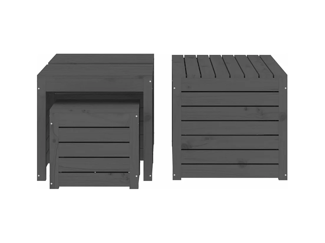 Ensemble de boîtes de jardin 4 pcs gris bois de pin massif