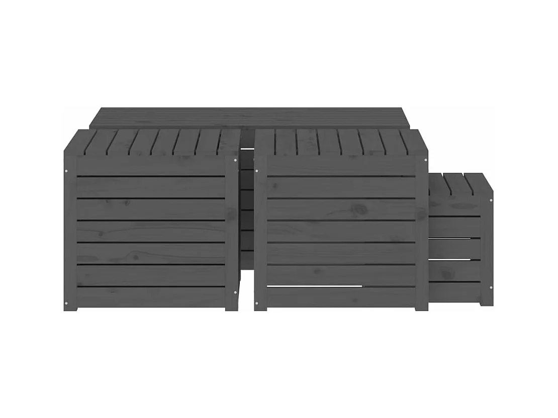 Ensemble de boîtes de jardin 4 pcs gris bois de pin massif