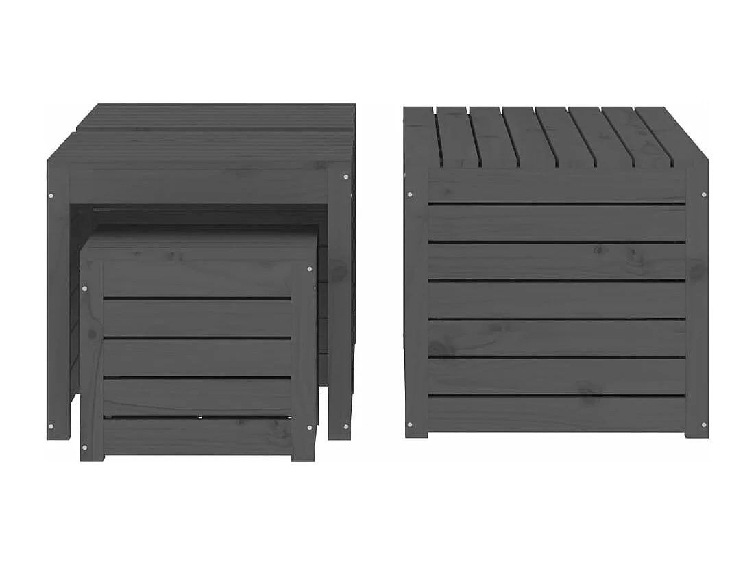 Set Gartenkästen 4-tlg. graues massives Kiefernholz