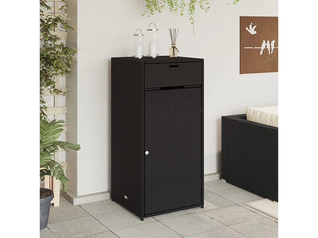 Armoire de rangement de jardin noir 55x55x111 cm résine tressée