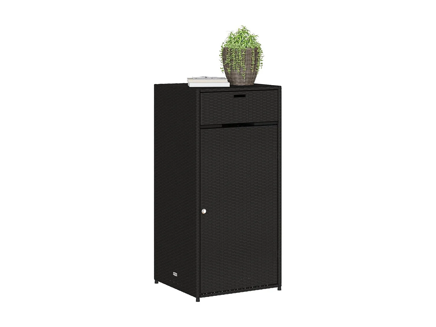 Armoire de rangement de jardin noir 55x55x111 cm résine tressée