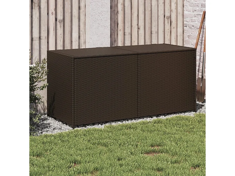 Caja de almacenamiento de jardín marrón 283L resina tejida